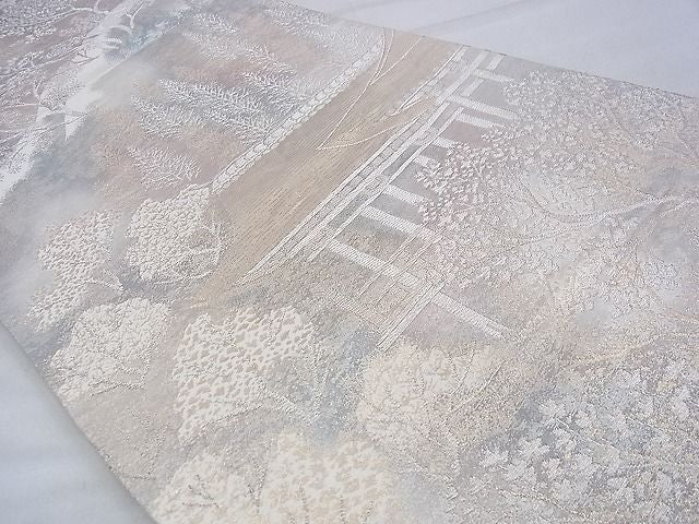 平和屋着物◎六通柄袋帯 京洛錦 風景文 二重引箔 逸品 BAAE9120ph