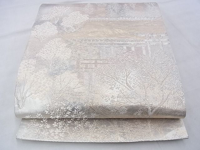 平和屋着物◎六通柄袋帯 京洛錦 風景文 二重引箔 逸品 BAAE9120ph