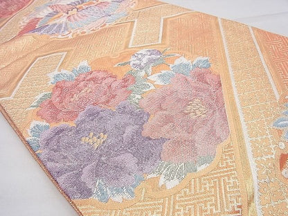 平和屋着物◎九百佐賀錦 六通柄袋帯 慶長 向かい鶴 金銀糸 逸品 BAAE9173ph