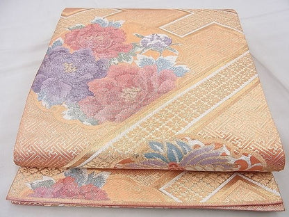 平和屋着物◎九百佐賀錦 六通柄袋帯 慶長 向かい鶴 金銀糸 逸品 BAAE9173ph