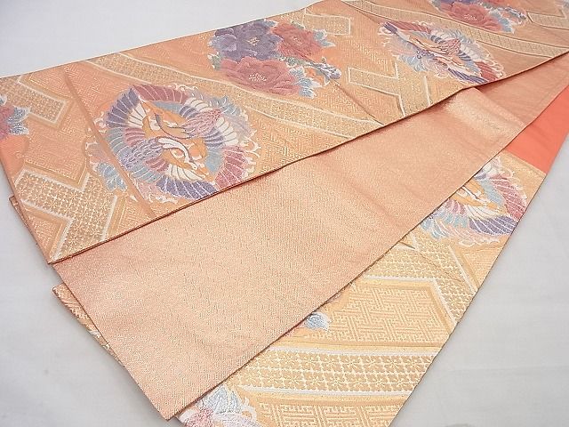 平和屋着物◎九百佐賀錦 六通柄袋帯 慶長 向かい鶴 金銀糸 逸品 BAAE9173ph