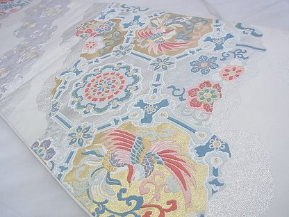 平和屋着物◎六通柄袋帯 唐織 道長亀甲鳳凰文 金銀糸 逸品 BAAF7831ph