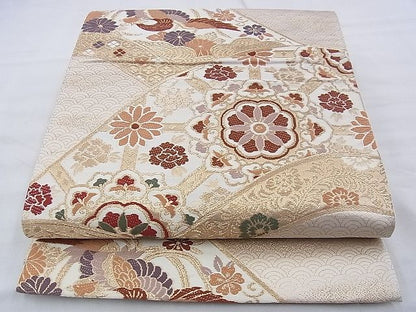 平和屋着物◎六通柄袋帯 唐織 鳳凰有職青海波 金糸 逸品 BAAF7834ph
