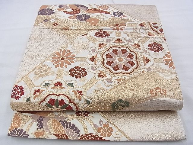 平和屋着物◎六通柄袋帯 唐織 鳳凰有職青海波 金糸 逸品 BAAF7834ph