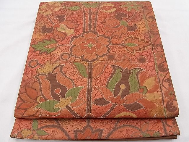 平和屋着物◎六通柄袋帯 更紗花文 逸品 BAAF8855hz