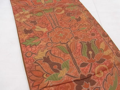 平和屋着物◎六通柄袋帯 更紗花文 逸品 BAAF8855hz