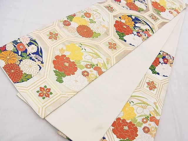 平和屋着物◎六通柄袋帯 唐織 蜀江花文 金銀糸 逸品 BAAF8853hz