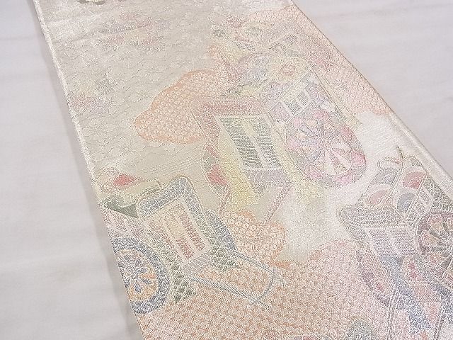 平和屋着物◎900織特選佐賀錦 六通柄袋帯 御所車花文 金銀糸 逸品 BAAF8854hz