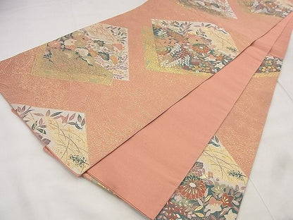 平和屋着物◎六通柄袋帯 博麗 色紙重ね花文 金糸 逸品 BAAF1563qt
