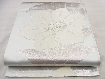 平和屋着物◎六通柄袋帯 唐織 草花文 銀糸 逸品 BAAF1566qt