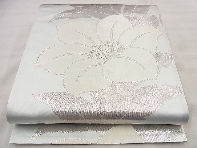 平和屋着物◎六通柄袋帯 唐織 草花文 銀糸 逸品 BAAF1566qt