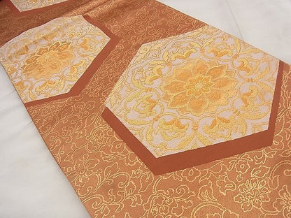 平和屋着物◎六通柄袋帯 花亀甲文 金糸 逸品 BAAF1567qt