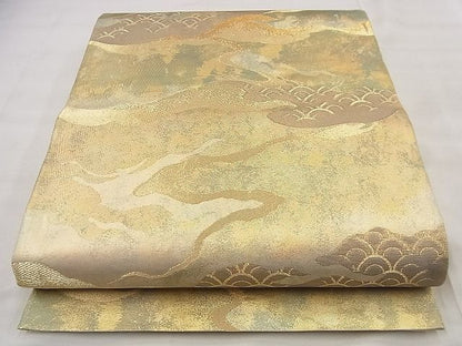 平和屋着物◎六通柄袋帯 風景文 金糸 引箔 逸品 BAAF1570qt