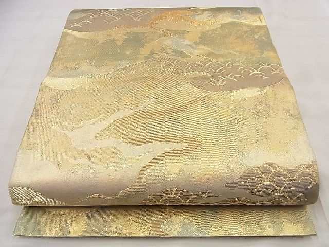 平和屋着物◎六通柄袋帯 風景文 金糸 引箔 逸品 BAAF1570qt