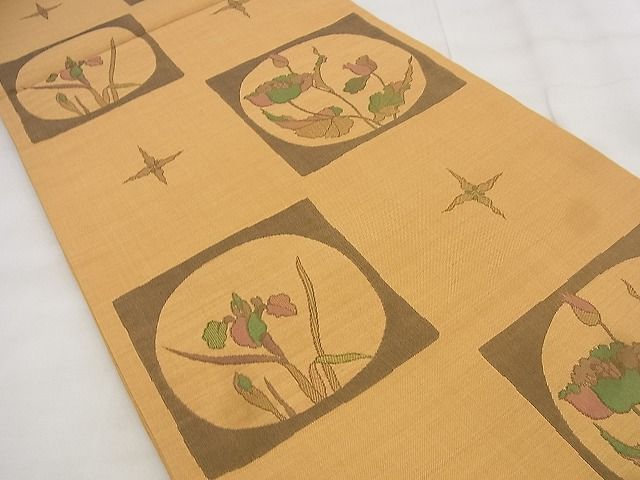 平和屋着物◎六通柄袋帯 市松花文 逸品 BAAF8612qt