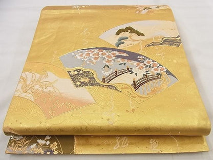 平和屋着物◎西陣 堀健謹製 六通柄袋帯 唐織 地紙重草花文 金糸 逸品 BAAF8619qt