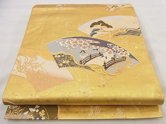 平和屋着物◎西陣 堀健謹製 六通柄袋帯 唐織 地紙重草花文 金糸 逸品 BAAF8619qt