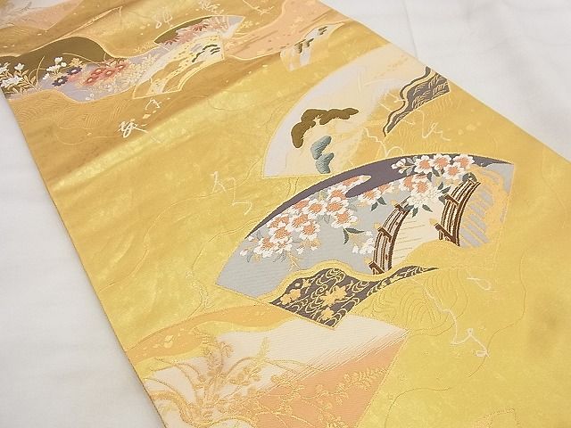 平和屋着物◎西陣 堀健謹製 六通柄袋帯 唐織 地紙重草花文 金糸 逸品 BAAF8619qt