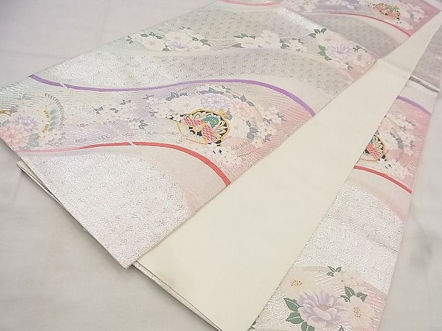 平和屋着物◎六通柄袋帯 唐織 花鳥文 金銀糸 逸品 BAAF8631qt
