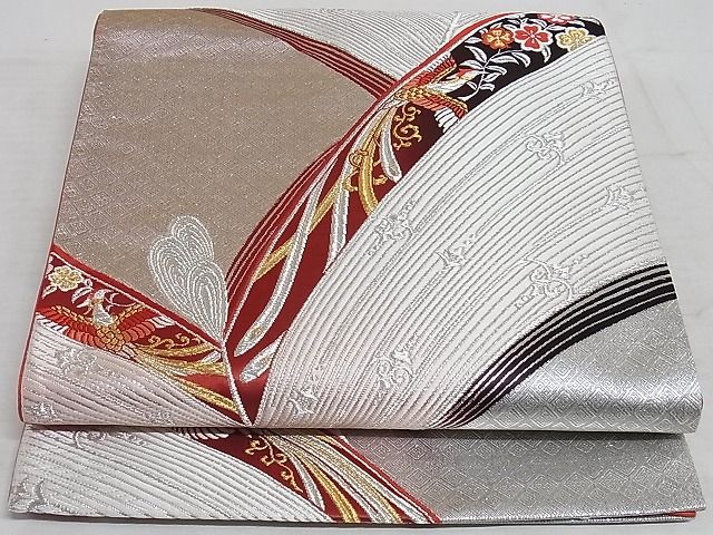 平和屋着物◎六通柄袋帯 花鳥文 金銀糸 正絹 逸品 AAAH2904Abw