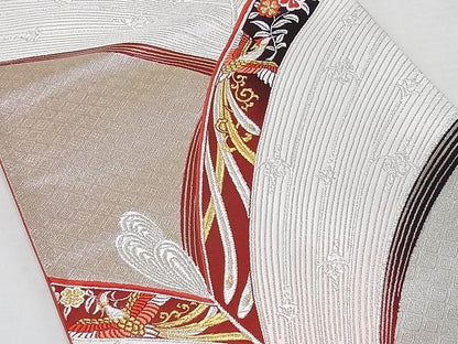 平和屋着物◎六通柄袋帯 花鳥文 金銀糸 正絹 逸品 AAAH2904Abw