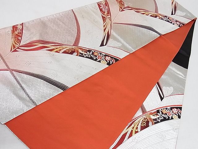 平和屋着物◎六通柄袋帯 花鳥文 金銀糸 正絹 逸品 AAAH2904Abw
