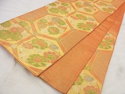 平和屋着物◎佐賀錦 六通柄袋帯 亀甲花文 金銀糸 やまとオリジナル 逸品 BAAF8663qt