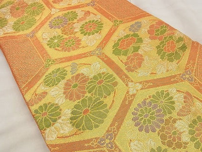 平和屋着物◎佐賀錦 六通柄袋帯 亀甲花文 金銀糸 やまとオリジナル 逸品 BAAF8663qt