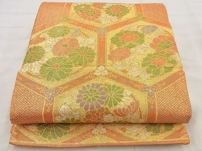 平和屋着物◎佐賀錦 六通柄袋帯 亀甲花文 金銀糸 やまとオリジナル 逸品 BAAF8663qt
