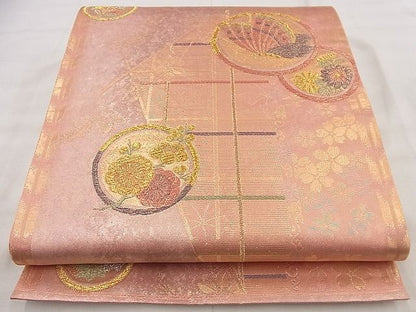 平和屋着物◎六通柄袋帯 花蝶丸文 金銀糸 逸品 BAAF8664qt