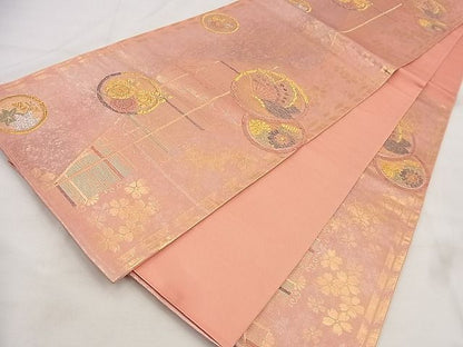 平和屋着物◎六通柄袋帯 花蝶丸文 金銀糸 逸品 BAAF8664qt