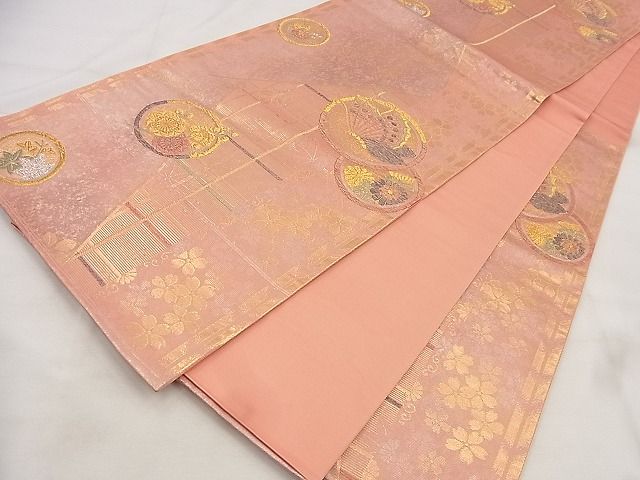平和屋着物◎六通柄袋帯 花蝶丸文 金銀糸 逸品 BAAF8664qt