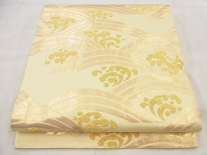 平和屋着物◎六通柄袋帯 立波文 金糸 逸品 BAAF8672qt