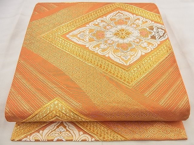 平和屋着物◎六通柄袋帯 唐織 花菱文様 金銀糸 逸品 BAAF8678qt