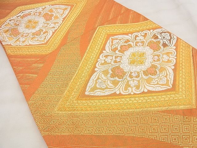 平和屋着物◎六通柄袋帯 唐織 花菱文様 金銀糸 逸品 BAAF8678qt