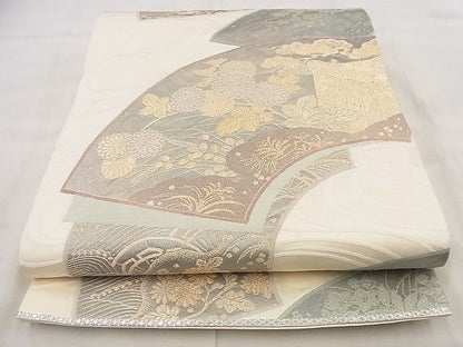 平和屋着物◎六通柄袋帯 唐織 地紙重ね花文 金糸 逸品 BAAF8694qt