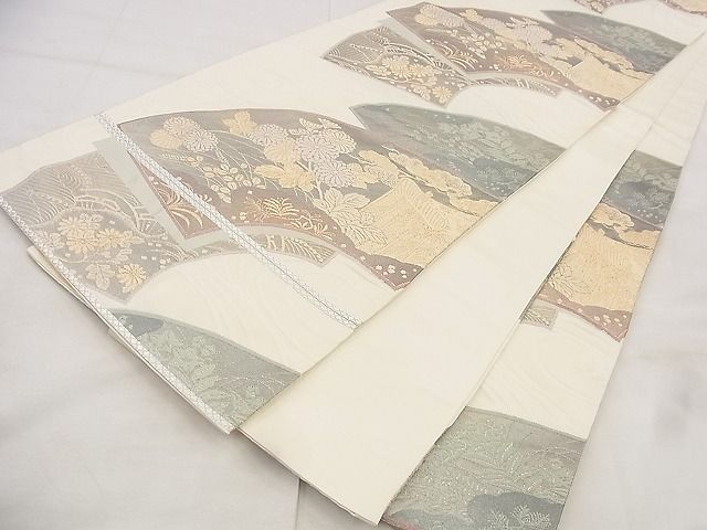 平和屋着物◎六通柄袋帯 唐織 地紙重ね花文 金糸 逸品 BAAF8694qt