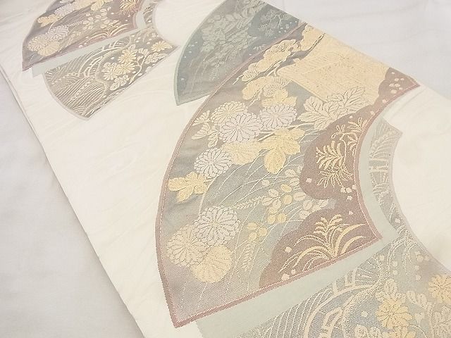 平和屋着物◎六通柄袋帯 唐織 地紙重ね花文 金糸 逸品 BAAF8694qt