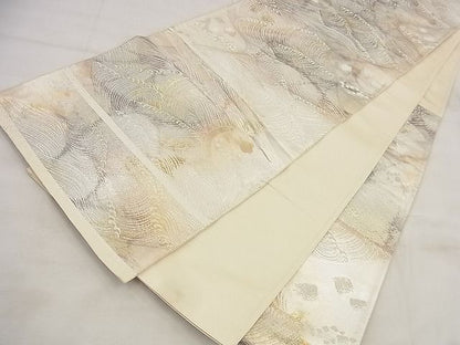 平和屋着物◎西陣 六通柄袋帯 立波文 銀糸 引箔 逸品 BAAF8734qt