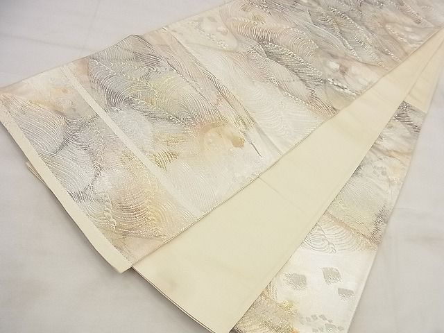 平和屋着物◎西陣 六通柄袋帯 立波文 銀糸 引箔 逸品 BAAF8734qt