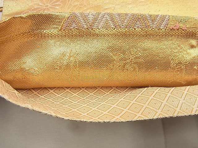 平和屋着物◎佐賀錦 六通柄袋帯 瑞寶 扇面孔雀花文 九百錦 金糸 逸品 BAAF8738qt