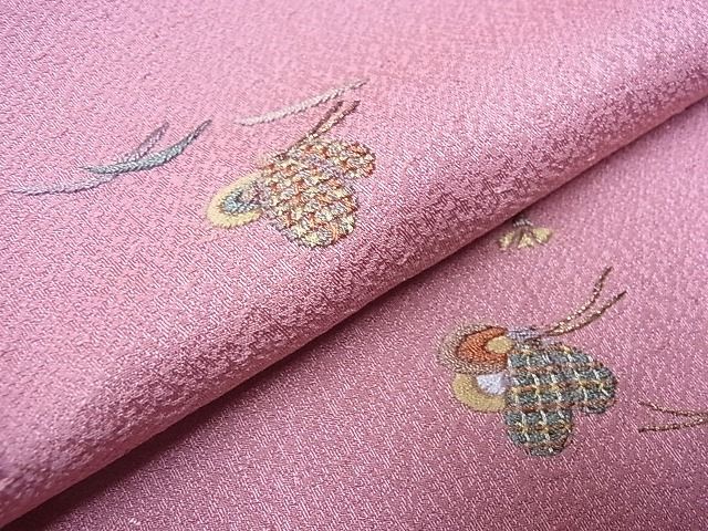 平和屋着物□上質な小紋 総刺繍 芝草舞蝶文 金糸 逸品 CAAE9063hy