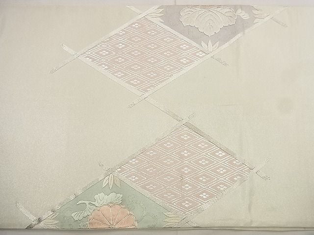 平和屋着物◎太鼓柄袋帯 駒刺繍 花菱文様 金銀糸 逸品 BAAF8757qt