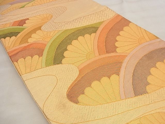 平和屋着物◎佐賀錦 六通柄袋帯 菊青海波 金糸 逸品 BAAF8788qt