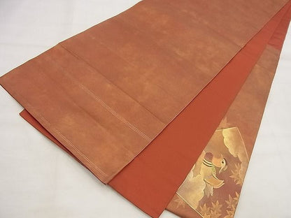 平和屋着物◎太鼓柄袋帯 地紙鴛鴦花文 金彩 逸品 BAAF8793qt
