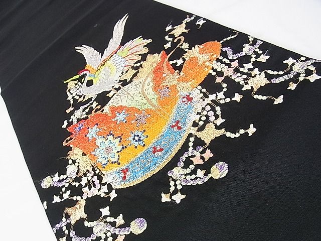 平和屋本店●極上　龍村平蔵製　本袋帯　千代の冠錦　黒地　金銀糸　逸品　DZAA1101kh4