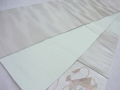 平和屋着物◎太鼓柄袋帯 駒刺繍 扇面花文 金糸 逸品 BAAF7604ea