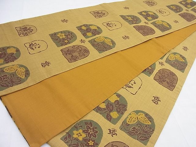 平和屋着物◎六通柄袋帯 草花文 逸品 BAAF7619ea