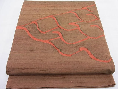 平和屋着物◎太鼓柄袋帯 紬地 幾何学文様 逸品 BAAF4532ea