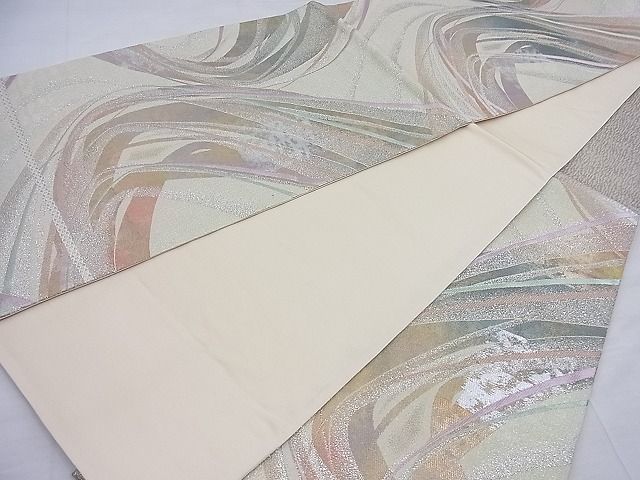 平和屋着物◎六通柄袋帯 流水文 銀糸 逸品 BAAF4533ea